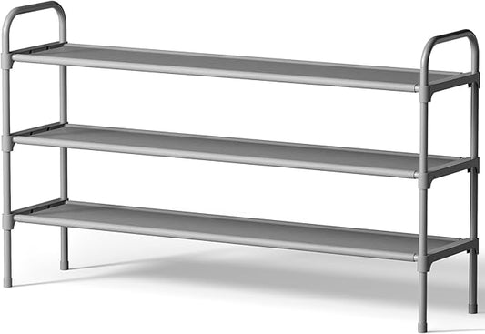 Kitsure Extra-Long Shoe Rack for Closet, Shoe Organizer for Front Door Entrance, Stackable Shoe Shelf, Detachable Closet Organizers and Storage, Grey, 39.0" x 11.8" x 23.2"