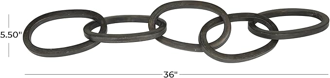 CosmoLiving by Cosmopolitan Metal Chain Decorative Sculpture Home Decor Statue, Accent Figurine 36" x 6" x 3", Black
