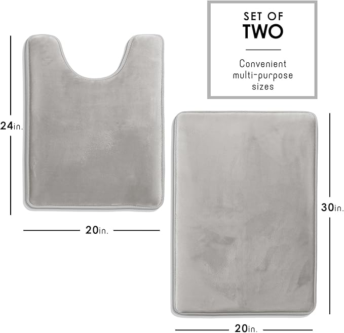 Clara Clark Bathroom Rugs, Velvet Memory Foam Bath Mat, Non-Slip Bath Rugs, Machine Wash, Dries Quickly, Ultra Soft Plush Bath Mats for Bathroom,