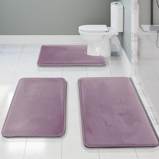 Clara Clark Bathroom Rugs, Velvet Memory Foam Bath Mat, Non-Slip Bath Rugs, Machine Wash, Dries Quickly, Ultra Soft Plush Bath Mats for Bathroom,