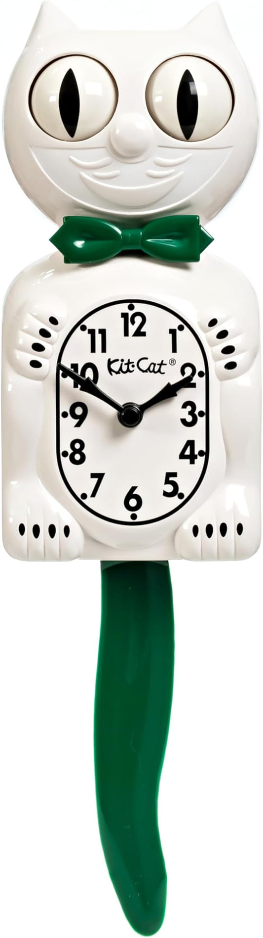 Kit-Cat Clock® Limited Edition Candy Cane Green - Retro Kit Cat Clock with Moving Eyes and Tail, Battery Operated, Made in USA
