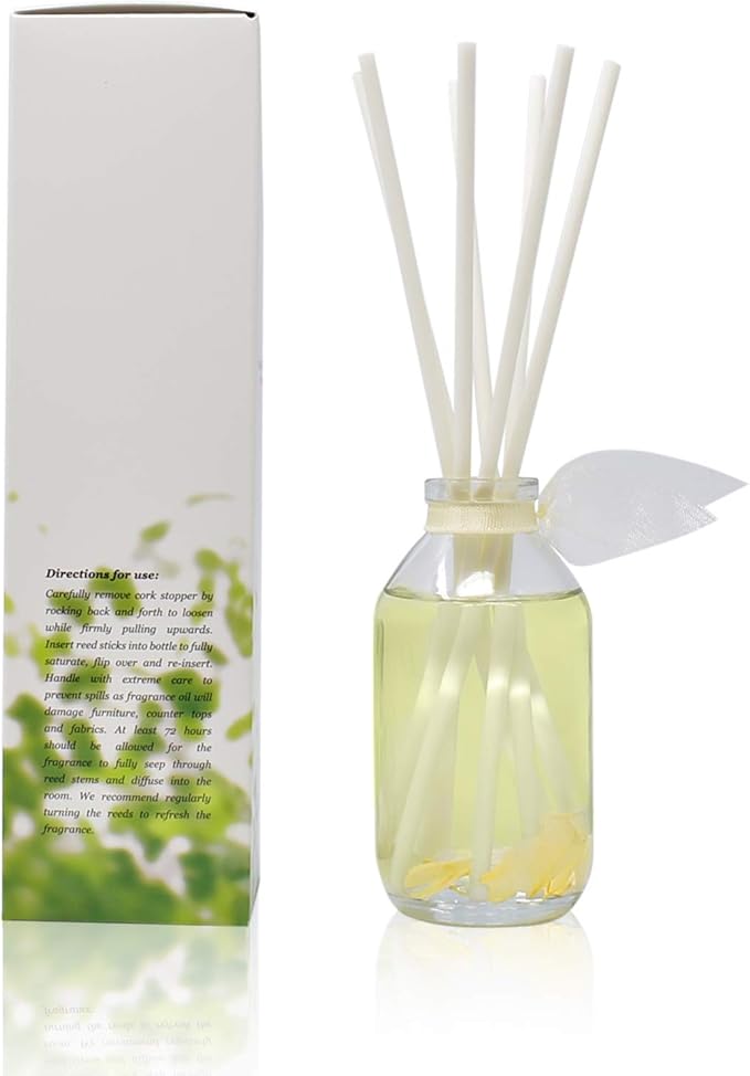 LOVSPA Jasmine Vanilla Reed Diffuser Set - Scent Diffuser for Home with Long Lasting Fragrance - Non-Toxic Oil Reed Diffuser - Made in The USA