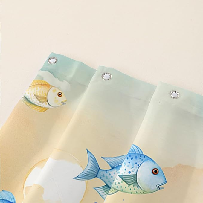 AILONEN Sea Turtle Shower Curtain,Watercolor Sea Turtle Bath Curtain for Girls Girls,Ocean Animal Fish Tie Dye Flower Shower Curtain for Bathroom Decor Waterproof with 12 Plastic Hooks, 72" W*96" H