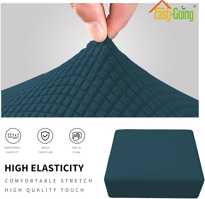 Easy-Going Stretch Square Ottoman Cover 40x40x15 inch Folding Storage Stool Furniture Protector Soft Rectangle slipcover with Elastic Bottom Deep Teal