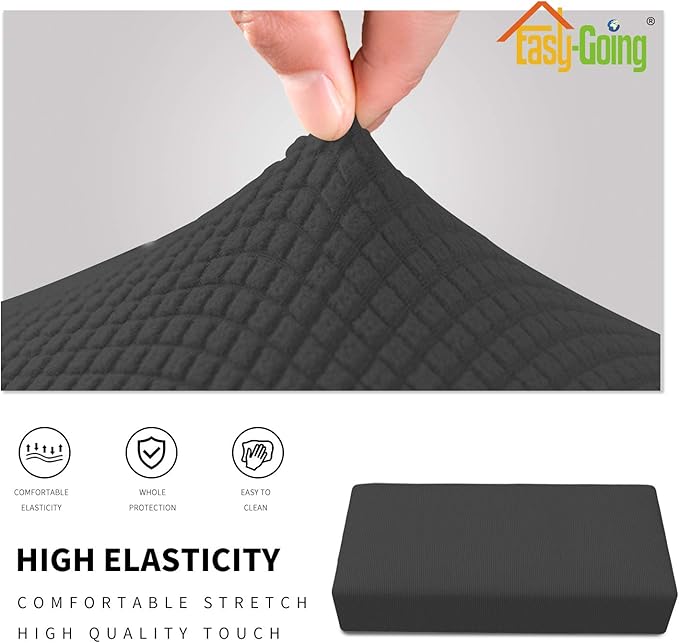 Easy-Going Stretch Ottoman Cover Folding Storage Stool Furniture Protector Soft Rectangle slipcover with Elastic Bottom (XX-Large,Dark Grey)