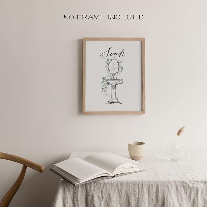 La Naranja Black and White Bathroom Wall Art Greenery Decor Minimalist Botanical Prints Modern Boho Eucalyptus Posters Relax Soak Unwind Breathe Sign, Set of 4 Pictures, 8''x10'', UNFRAMED
