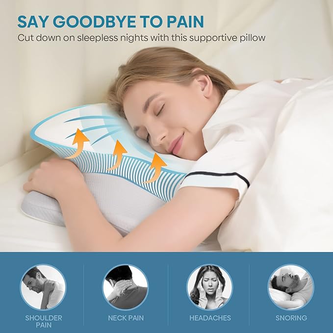 Cervical Pillow for Neck & Shoulder Pain Relief Sleeping - Ergonomic Contour Pillows - Memory Foam Pillow for Side, Back & Stomach Sleepers