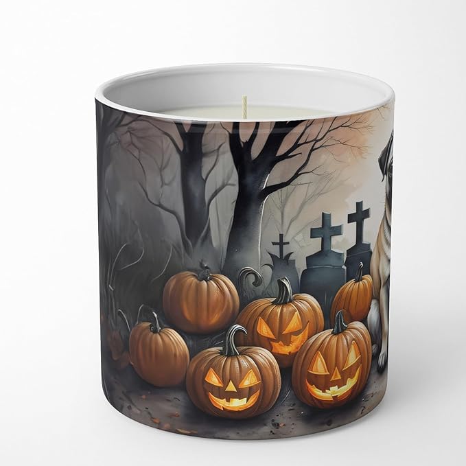Caroline's Treasures DAC2064CDL Fawn Pug Spooky Halloween Decorative Soy Candle Nature Soy Wax Essential Oil Home Decor Ideal for Bedroom Kitchen Bath Office Gift, 10 oz