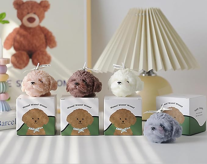 Teddy Dog Shaped Scented Candle,100G Cute Puppy Animal Aroma Soy Wax Decorative Novelty Candle for Table Photo Prop Birthday Gift,Prefect for Meditation Stress Relief Mood Boosting (Brown)