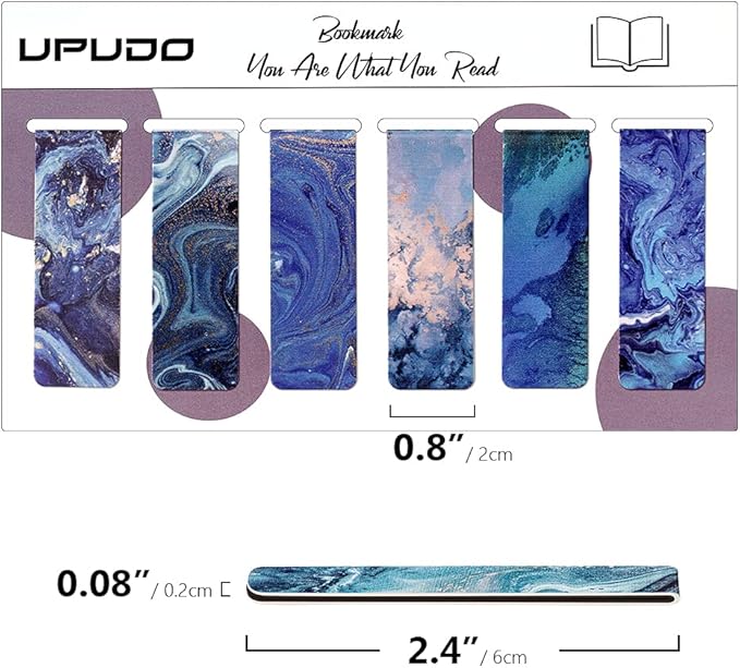 UpUDo 12 Pack Magnetic Bookmark, Book Marker Clip for Teachers, Students, Book Lovers, Printing on 2 Side