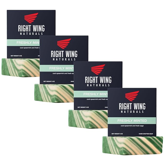 Right Wing Naturals Bar Soap Gift Set for Men | Handcrafted Cold-Pressed Soap | Handmade Organic Soap for Men | Most Popular Flavors | Natural Scented Men’s Bar Soap| Pack of 4 Bars