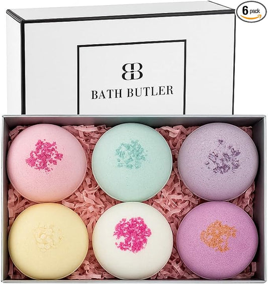 Bath Bombs for Women - Bath Bomb Gift Set of 6 with Moisturizing Shea Butter Self Care Relaxing Gift Ideas for Wife Girlfriend Mothers Day Fizzing Floating Bubble Bathbomb Spa kit