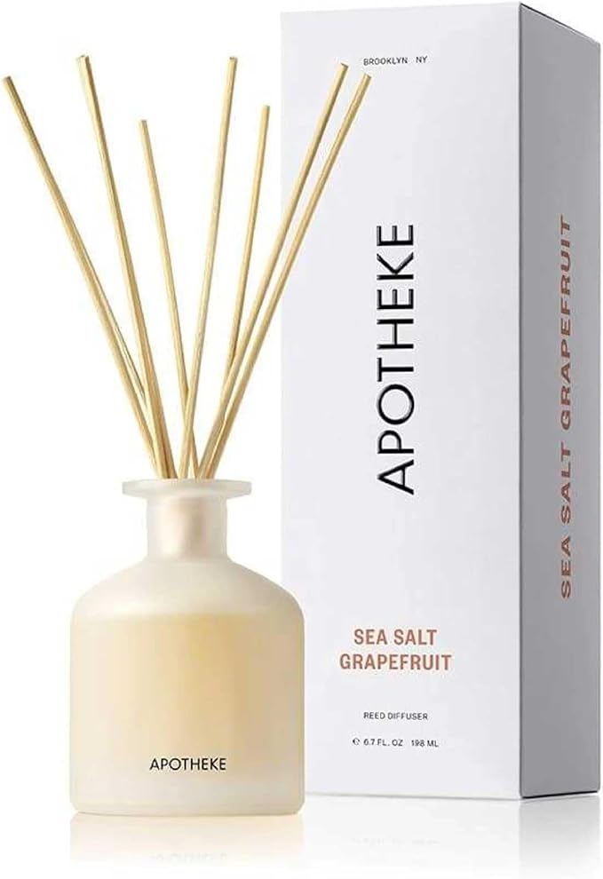 Apotheke Luxury Scented Oil Reed Diffuser for Home (Sea Salt Grapefruit) - Home Fragrance Diffuser Set with Sticks
