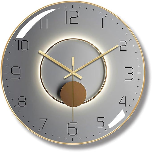 Ergocar Silent Modern Metal Wall Clock - Art Deco Style, Non-Ticking for Living Room, Bedroom, Office, Study Room
