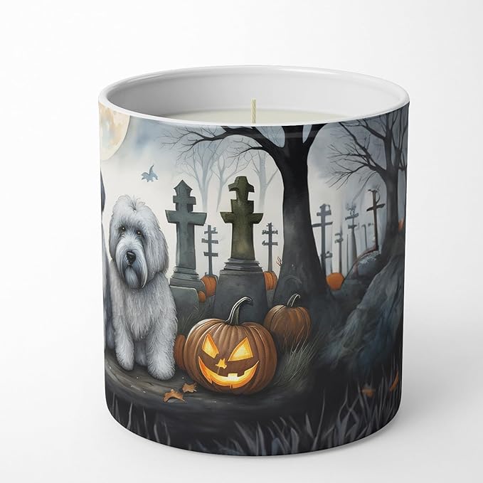 Caroline's Treasures DAC2071CDL Old English Sheepdog Spooky Halloween Decorative Soy Candle Nature Soy Wax Essential Oil Home Decor Ideal for Bedroom Kitchen Bath Office Gift, 10 oz