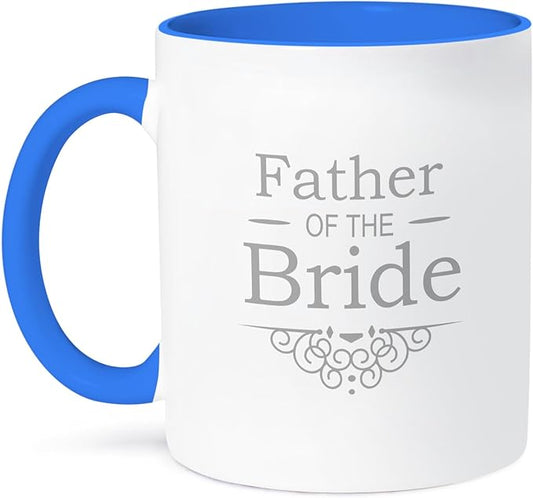 3dRose Coffee Mug, Size - 15oz - Father of the Bride in silver - Wedding - part of matching marriage party set - grey gray swirls Occasions - funny coffee cup gift
