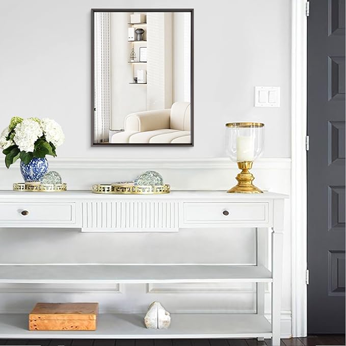 AAZZKANG Rectangular Metal Frame Mirror 26"x18" Retro Bathroom Bedroom Wall Mirrors Home Decor Large