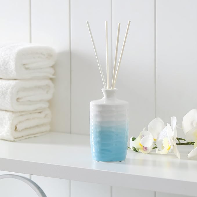 Bathroom Accessories - Ceramic Diffuser Bottles, Set of 3 (Blue and White Gradient)