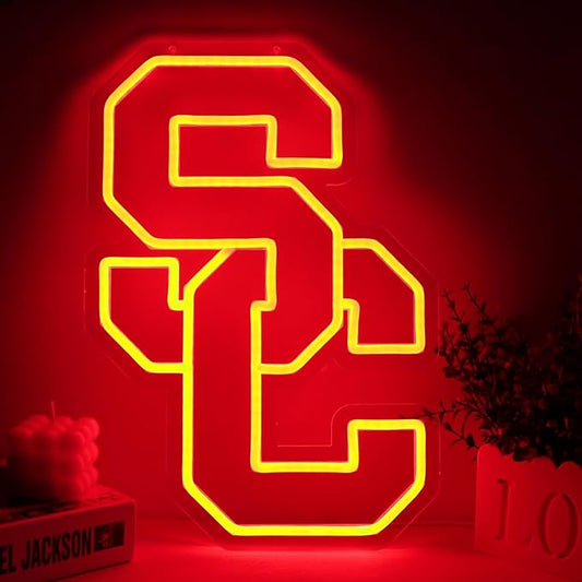 Trojans Team Neon Signs，NCAA Neon Sign for Wall Decor，LED Neon Lights for Bedroom、Game Room、or Man Cave，Birthday、Christmas Gifts for kids