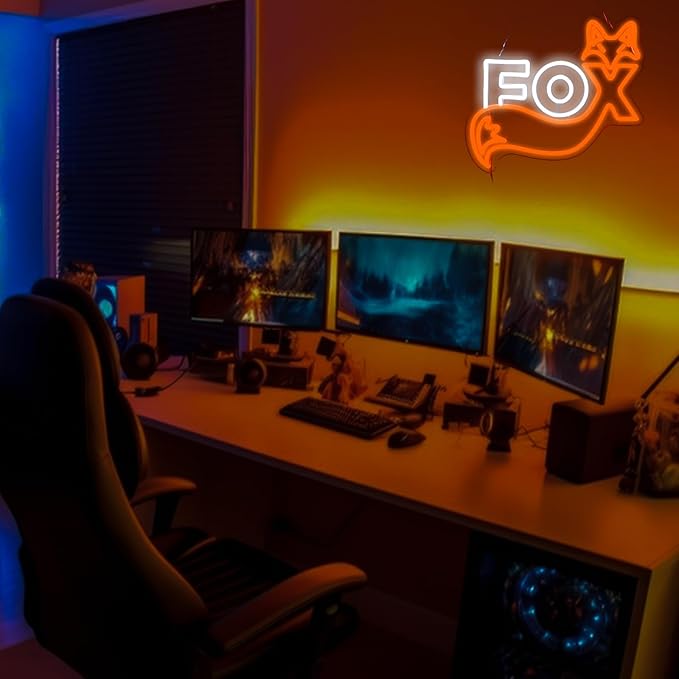FOX LED Neon Sign,14.5x13 Inch USB Powered,for Room, Game Room & Party Art Wall Decor-Cute Fox Gift ﻿