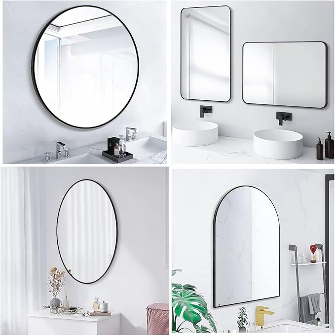 47x14 Mirror Rectangle Full Body Length Door Hanging Wall Mounted Metal Frame Dressing Make-up Mirrors for Entryway Bedroom Bathroom Living Room 47 14 inch Black
