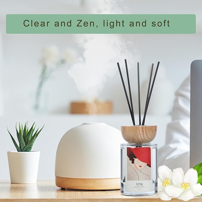 Reed Diffuser Sets 4oz(120ml) Jasmine Natural Scent Oil Diffusers Home Fragrance with Reed Diffuser Sticks for Home Office Bathroom Aromatherapy Decor