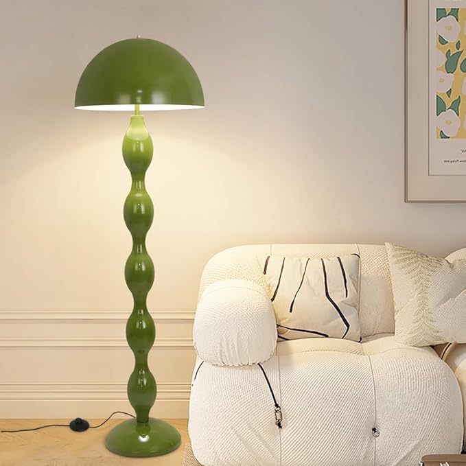 Green Floor Lamp Mushroom Lampshade,Vintage Floorlamp,Unique Lamps for Living Room Bedroom,Retro Tall Standing Lamp for Study,Girl's Room,Office,Apartment,Home Decor,Pretty Lamps Floor,Mid Century