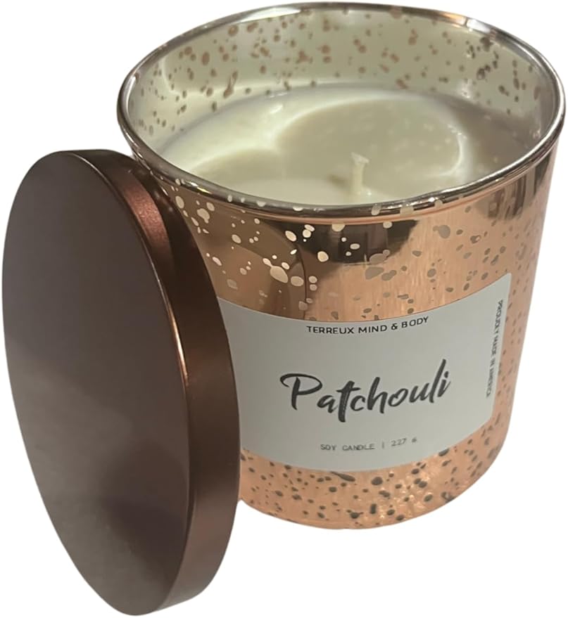 Patchouli Meditation Candle - Soy Candle 45 Hour Plus Burn Time - Aromatherapy Candle for Men, Women - All Natural, Non-Toxic Relaxing Candle | Healthy Organic Soy Candle