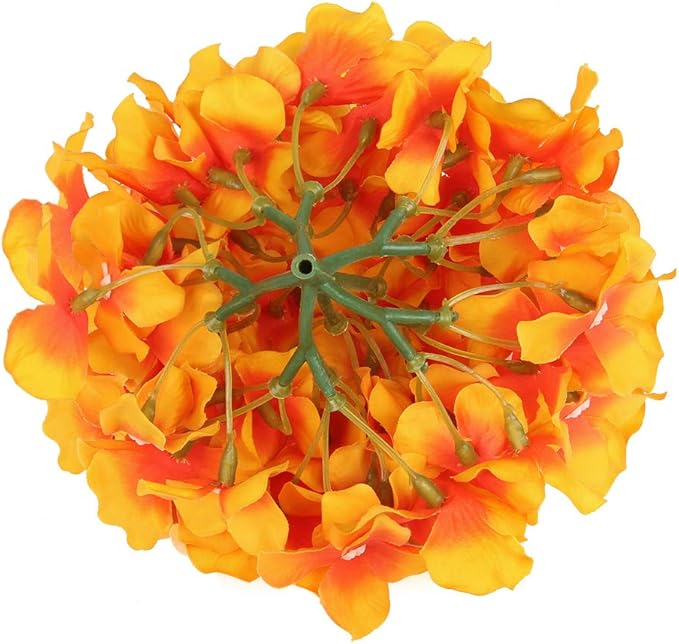 Flojery Silk Hydrangea Heads Artificial Flowers Heads with Stems for Home Wedding Decor,Pack of 10 (Sunset)