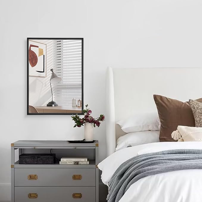 AAZZKANG Large Mirrors for Wall Black 28"x20" Rectangle Metal Framed Mirror Decorative for Bedroom Living Room Entryway Hanging Vertically or Horizontally