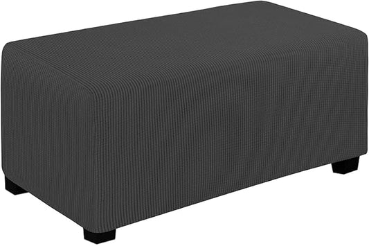 Easy-Going Stretch Ottoman Cover Folding Storage Stool Furniture Protector Soft Rectangle slipcover with Elastic Bottom (Ottoman Large, Dark Grey)