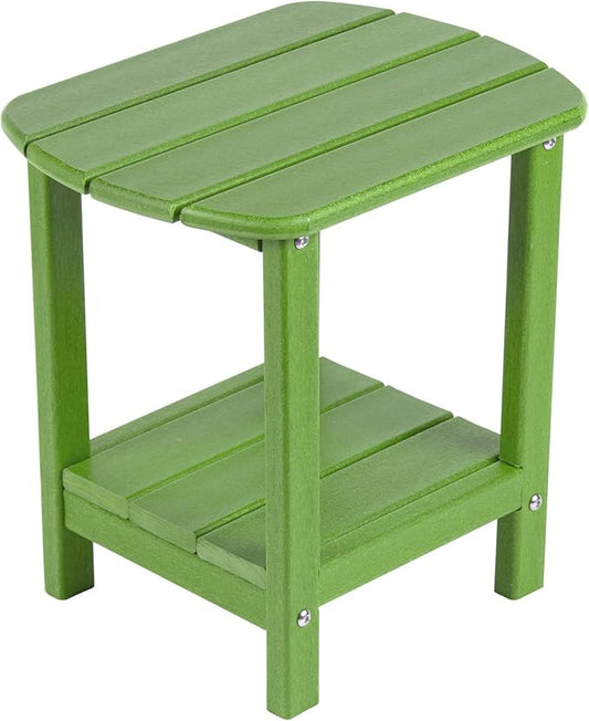 Nalone Adirondack Side Table, 16.5" Outdoor End Table, HDPE Plastic, Small for Patio (Lime)
