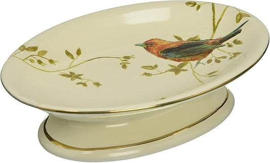 Avanti Linens - Soap Dish, Countertop Bathroom Accessories, Nature Inspired Home Decor (Gilded Birds Collection)
