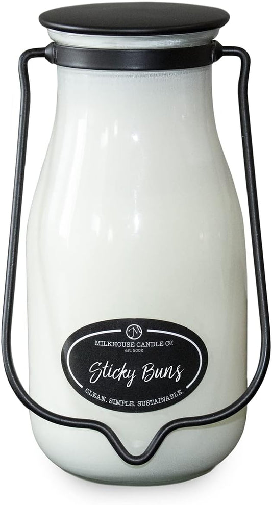 Milkhouse Candle Company, Creamery Glow Collection Scented Soy Candle: Milkbottle Candle, Sticky Buns, 14 oz