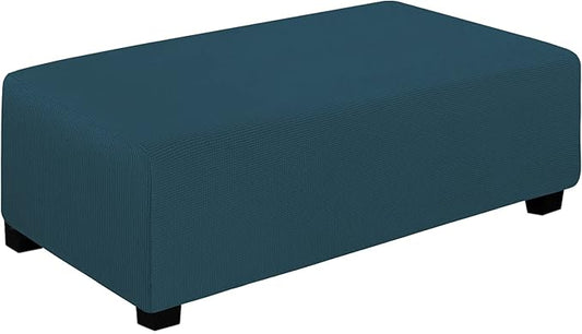 Easy-Going Stretch Ottoman Cover Folding Storage Stool Furniture Protector Soft Rectangle Slipcover with Elastic Bottom (Ottoman XX-Large, Deep Teal)