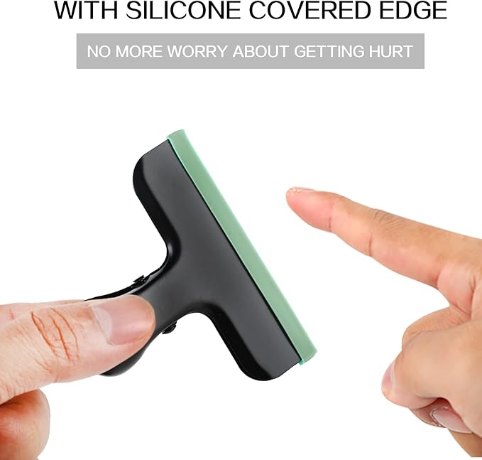 HOUSE AGAIN 12 Pack Stainless Steel Chip Bag Clips Covered with Green Silicone - NO More Sharp Edges - Color Coded for Food Bags - Air Tight Seal, Heavy Duty for Kitchen and Office, 3 Inches-Black