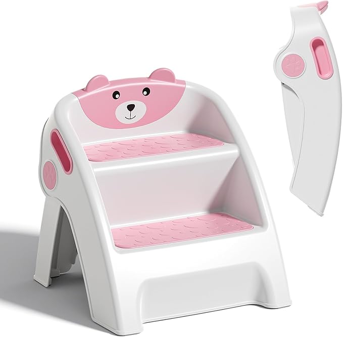 Folding Kids Step Stool for Bathroom and Potty Training,2.9lbs,Anti-Slip, Anti-Tip A-Frame Design with 10-Second Setup-Potty 2 Step Stool for Toddlers,CPC Certified for Safety and Easy Hand Washing