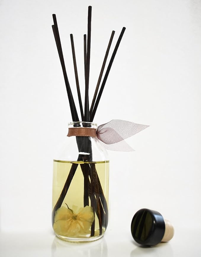 LOVSPA Baltic Amber Reed Diffuser Set - Reed Diffusers for Home with Long Lasting Fragrance - Non-Toxic Oil Reed Diffuser - Made in The USA