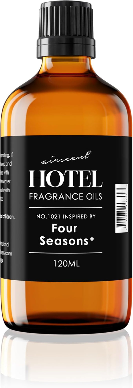AirScent Hotel Diffuser Oil Inspired by The Four Seasons Signature Scent - Fragrance Oil No. 1021 for Ultrasonic and Waterless Diffusers and Crafting - 120 mL, 1 fl oz Glass Bottle with Dropper