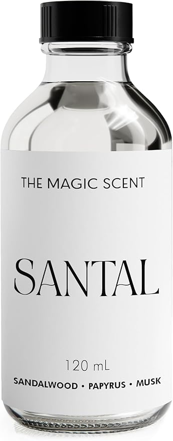 Santal Fragrance Oil - Diffuser Oil Scent - Cold-Air & Ultrasonic Santal Diffuser Oil - Santal Essential Oil Aroma Diffuser Oils Scents for Home - Sandalwood Oil - 4 fl oz, 120 mL