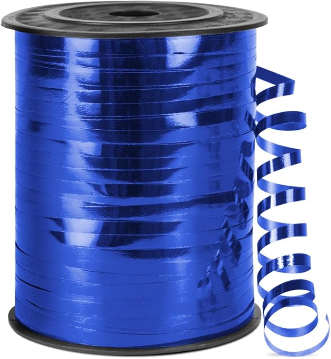 500 Yards Metallic Shiny Curling Ribbon with Spool, 1/5" Curly Ribbons - Perfect for Gift Wrapping, Florist Flowers, Birthday Party Decorations, and Balloon String Ribbon in Dark Blue