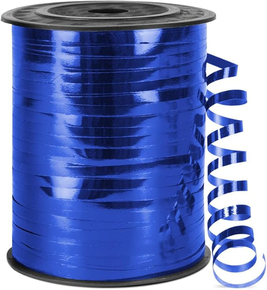 500 Yards Metallic Shiny Curling Ribbon with Spool, 1/5" Curly Ribbons - Perfect for Gift Wrapping, Florist Flowers, Birthday Party Decorations, and Balloon String Ribbon in Dark Blue