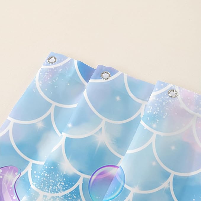 AILONEN Cute Dolphin Shower Curtain,Kawaii Ocean Dolphin Bathroom Curtain for Kids Girls Women,Cartoon Fish Scale Mermaid Bath Curtain 72" W*96" H Polyester Waterproof Shower Curtain with 12 Hooks