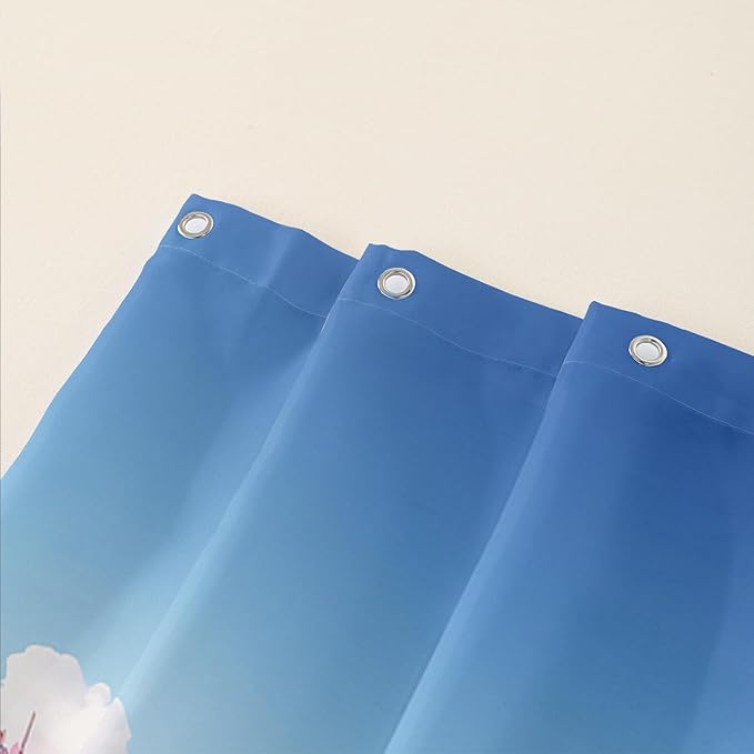 AILONEN Cute Dolphin Shower Curtain,Romantic Pink Sky Clouds Hearts Print Bath Curtain,Blue and Pink Dolphin Shower Curtain Waterproof for Bathroom Decor with 12 Plastic Hooks, 36" W*72" H