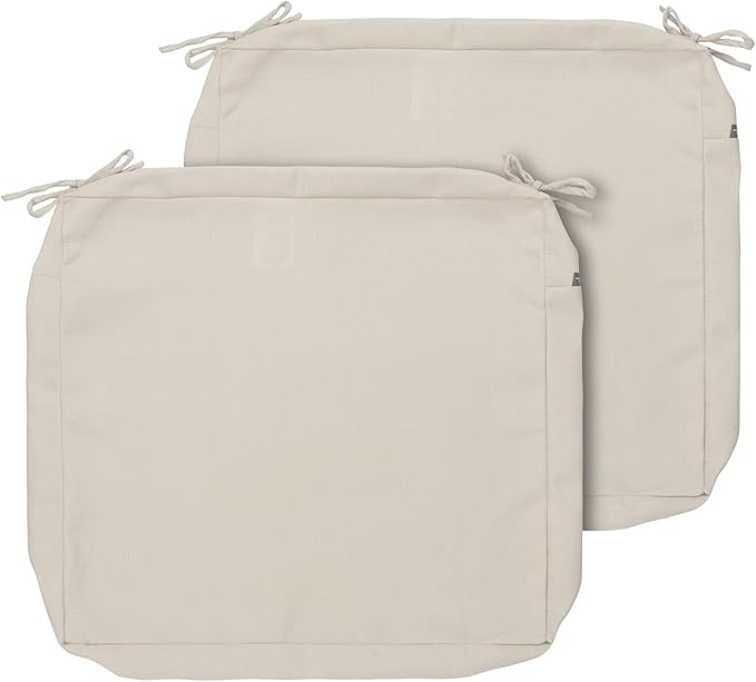 FUNHOME Outdoor Cushion Covers 24 x 24 x 4 inch,Set of 2,Replacement Square Seat Cushion Cover for Patio Furniture Chair,Water Resistant,Fade-Resistant Slipcover Only,No Insert(Light Beige)