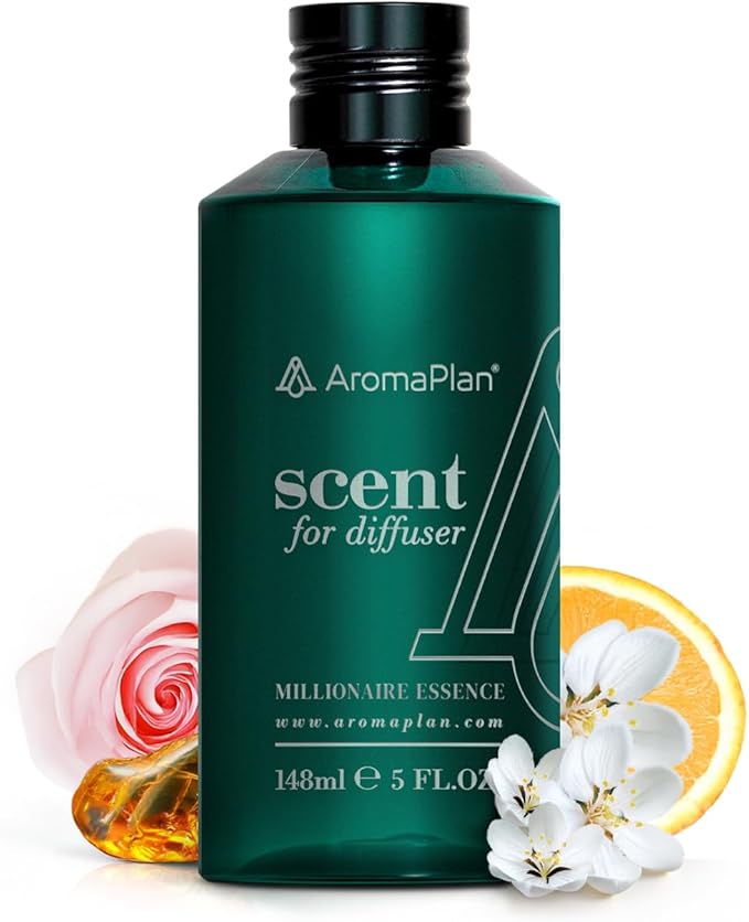 Aromaplan Hotel Scents Millionaire Essence 5 Fl Oz (148ml), Home Luxury Aroma & Hotel Fragrance Diffuser Oil- Hotel Diffuser Oil Aromatherapy- USA Made, Bigger Bottle, Bolder Aroma & Longer Lasting