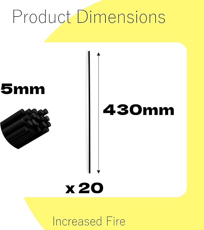 Black Oil Diffuser Sticks 20pcs 16.93in/43cm0.197in/5mm Fragrance Refill Fibre Reed Thick Diffuser Sticks for Home Office Spa and Bedroom