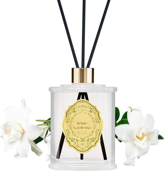 M&SENSE 8.4 oz Large Reed Diffuser for Home | Gardenia Scent Oil Diffuser with Sticks | Bedroom Bathroom Living Room Decor