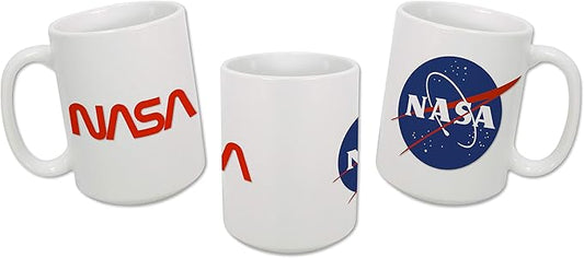 Sweet Gisele | NASA Mug | Original Ceramic Coffee Cup | Iconic Meatball Logo & Classic Red Insignia Design | Beautiful Vivid Colors | Great Novelty Gift | White Mugs | 15 Fl. Oz (White)