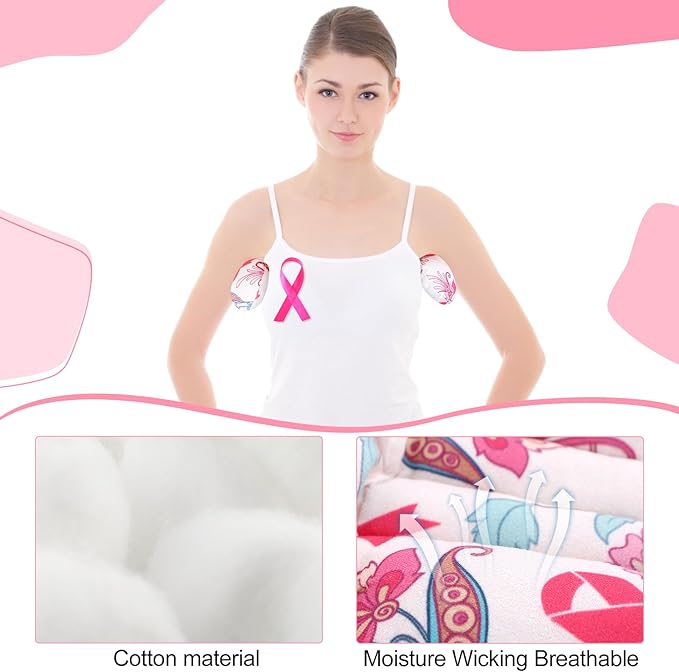 Juexica 4 Pcs Lymphedema Axilla Pillow Mastectomy Pillow Cotton Post Breast Surgery Pillow Mastectomy Recovery Breast Pillow for Sleeping Mastectomy Underarm Pillow Armpit Pain Relief (Pink Ribbon)